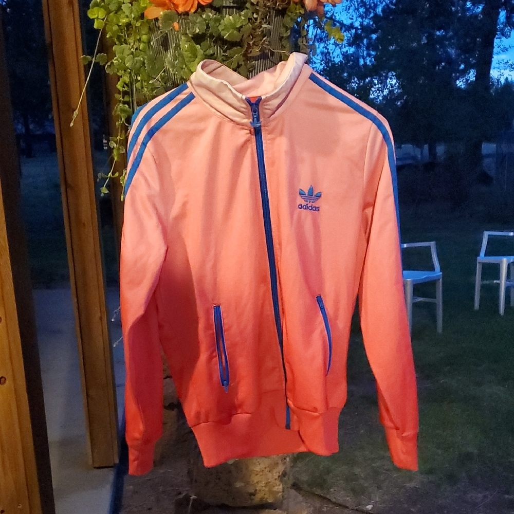 Adidas Coral and Blue Track Jacket